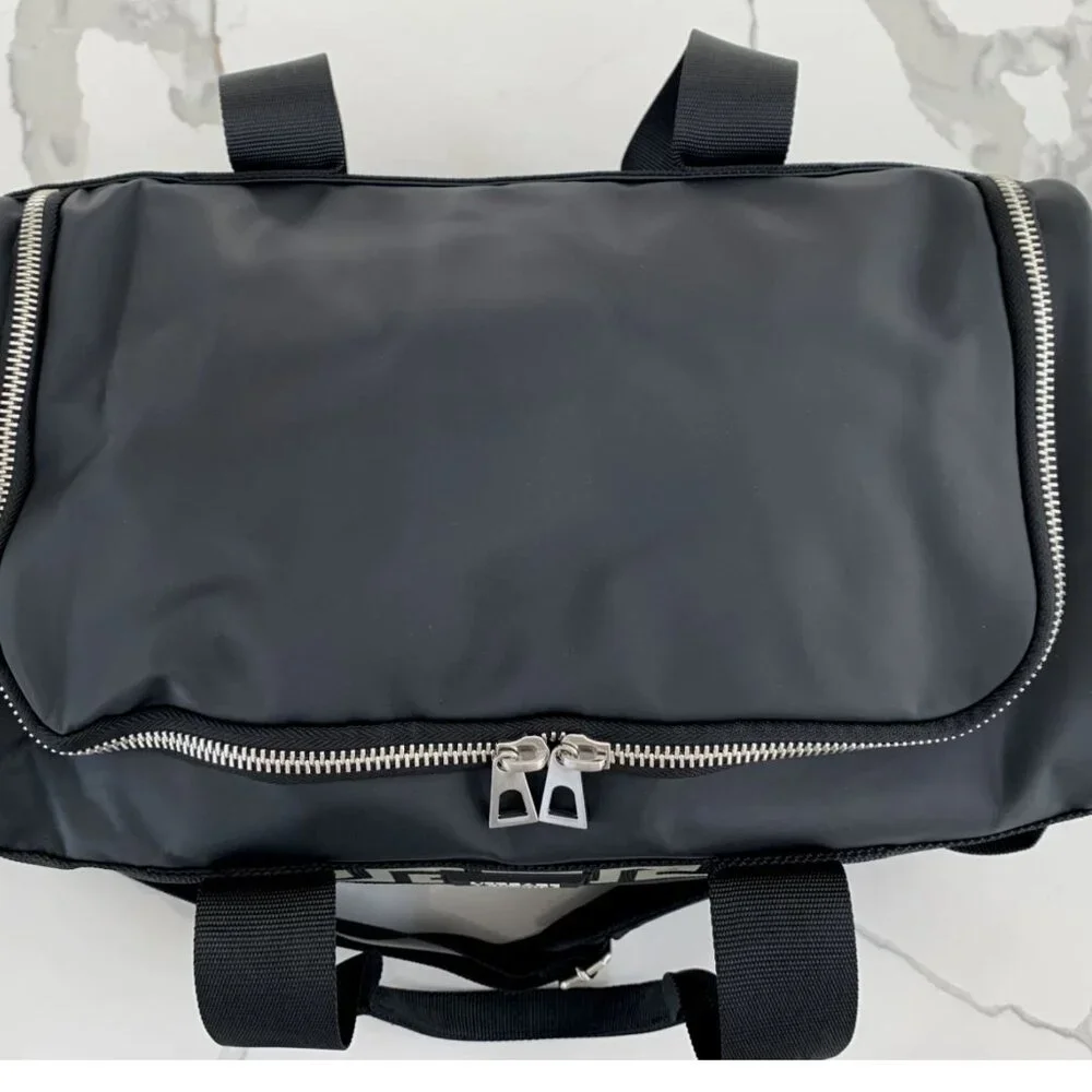 Versace Fragrances Black Duffle with Silver Tone Zipper Travel Overnight Bag New